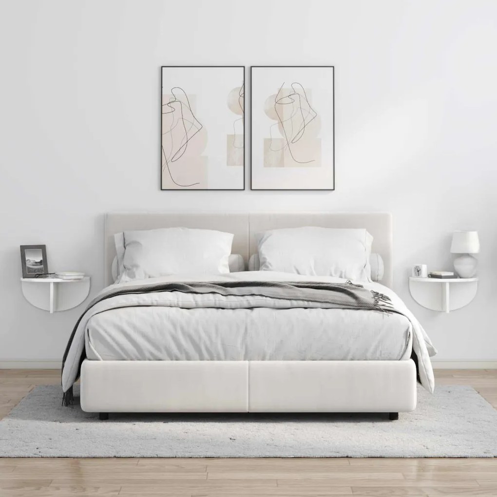 vidaXL Falpolc 2 pcs Magas Fényű Fehér 38 x 19 x 19 cm Faanyag