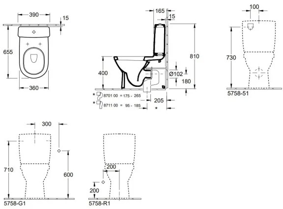 Villeroy & Boch 56581001 - O.NOVO kombinált WC, kerámia/fehér