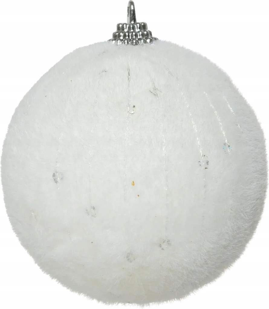 Hungarocell karácsonyfadísz flitterekkel fehér 8cm