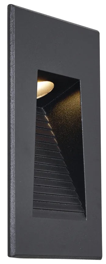 6 darabos modern süllyesztett fali lámpa szett fekete 7 cm LED-del IP65 - Trem