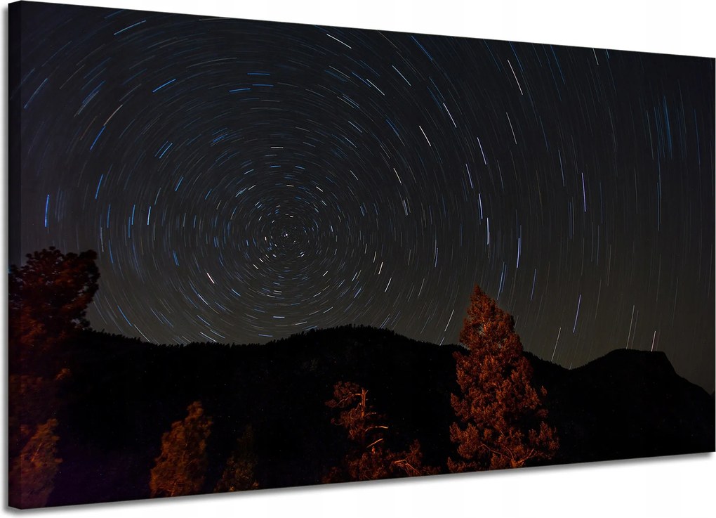 Vászonkép Természet Erdő Éjszaka Hegyek Absztrakt Fák 120x70