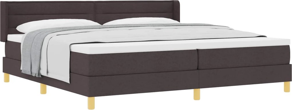 vidaXL Boxrugós ágy matracmal Sötét Barna 200 x 200 cm Poliészter