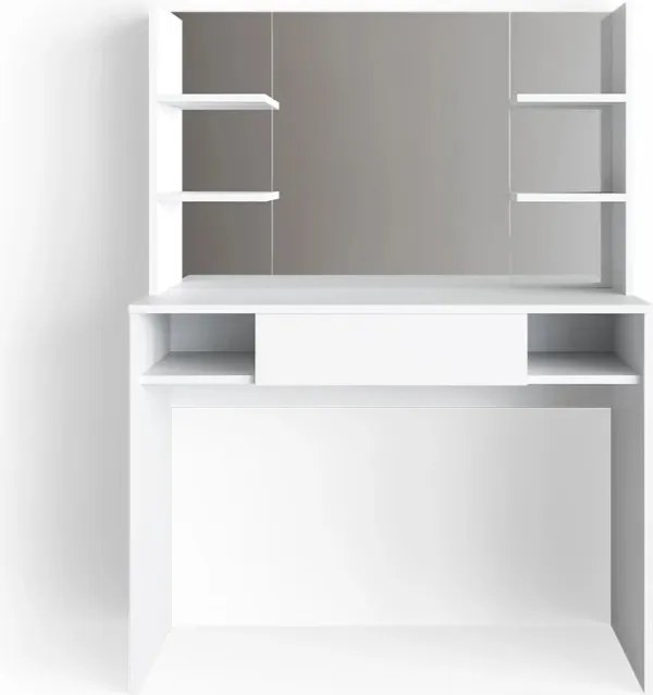 Sminkasztal Tükörrel, Fiókkal, Polcokkal, Kozmetikai Asztal, Smink Bútor