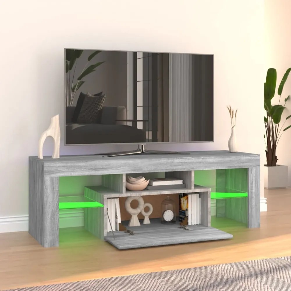 szürke sonoma színű TV-szekrény LED-lámpákkal 120 x 35 x 40 cm