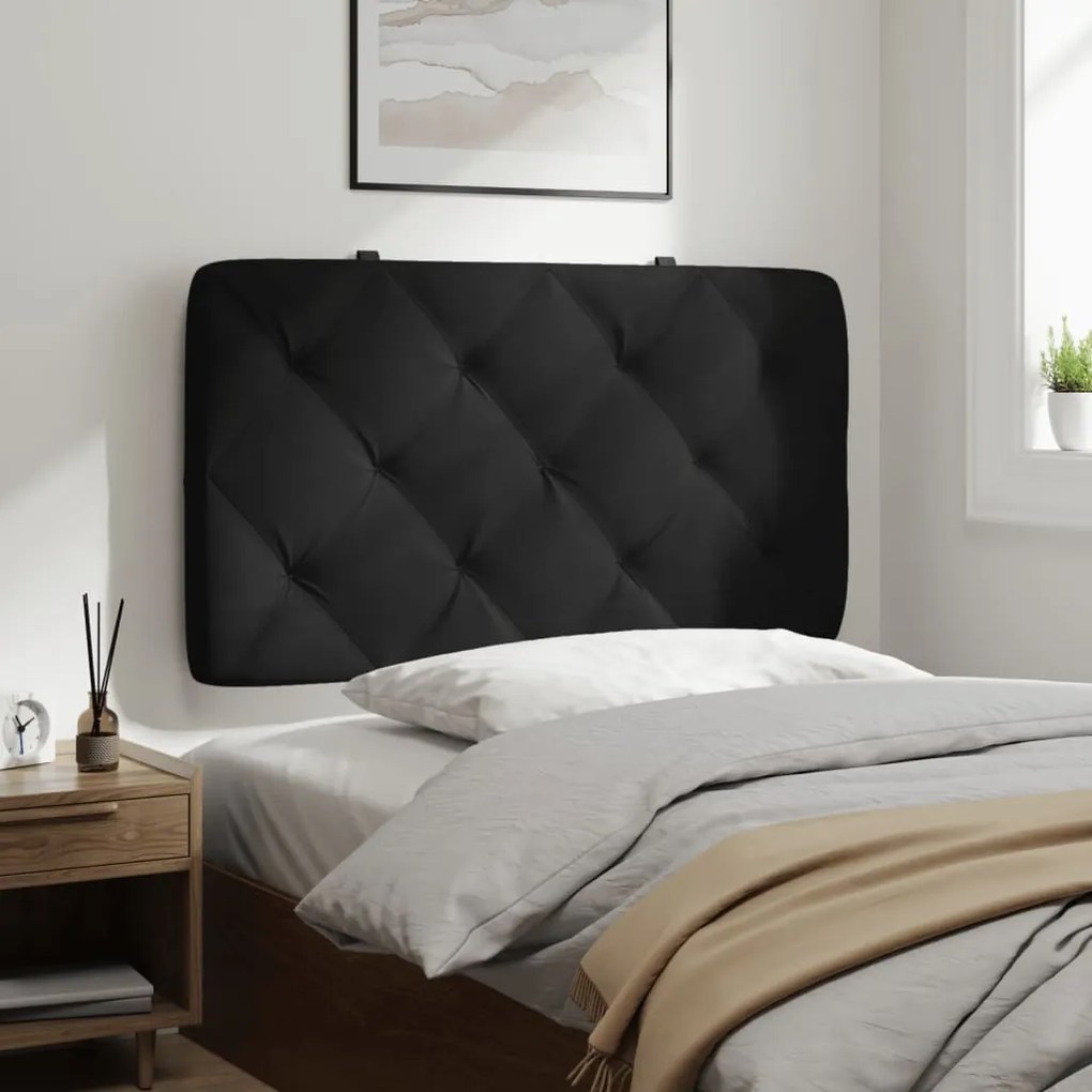fekete bársony fejtámla párna 90 cm