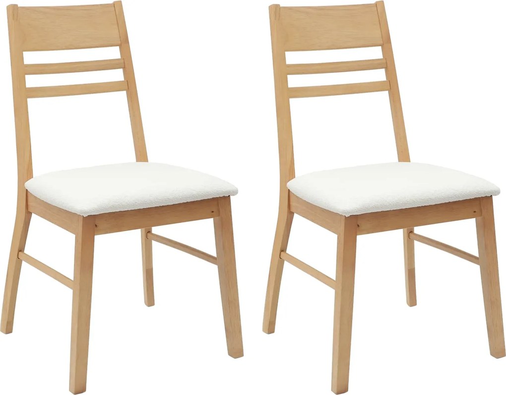 vidaXL Étkező Székek 2 pcs Természetes 43 x 54 x 89 cm Tömör Gumi Fa