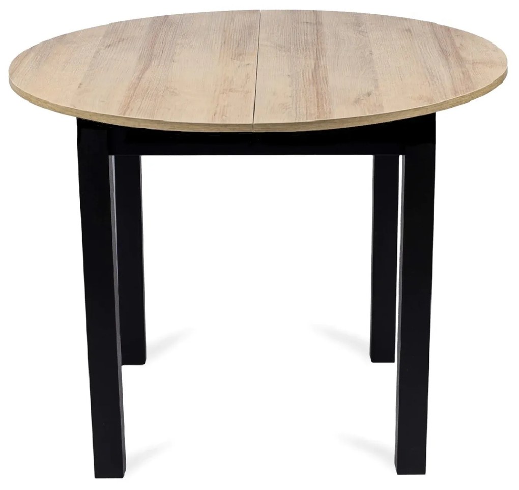 Kerek összecsukható asztal Harry 102-142 cm tölgyfa riviera fekete