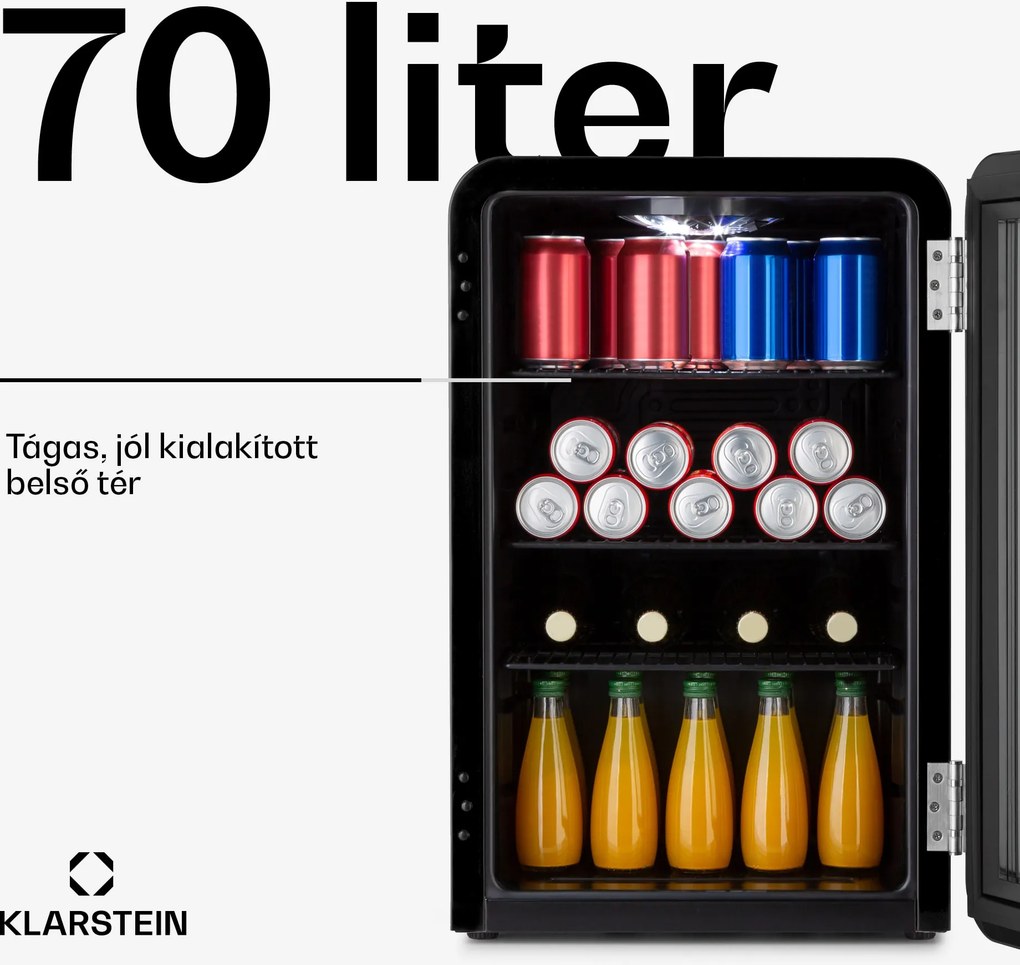Klarstein PopLife 70L, italhűtőszekrény, 70 liter, 0 - 10 ° C, retro kivitelben