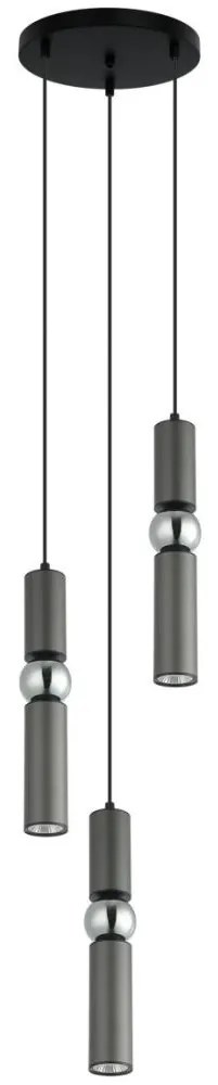 ITALUX PND-14290-3-GR - Csillár zsinóron ISIDORA 3xGU10/25W/230V antracit/króm