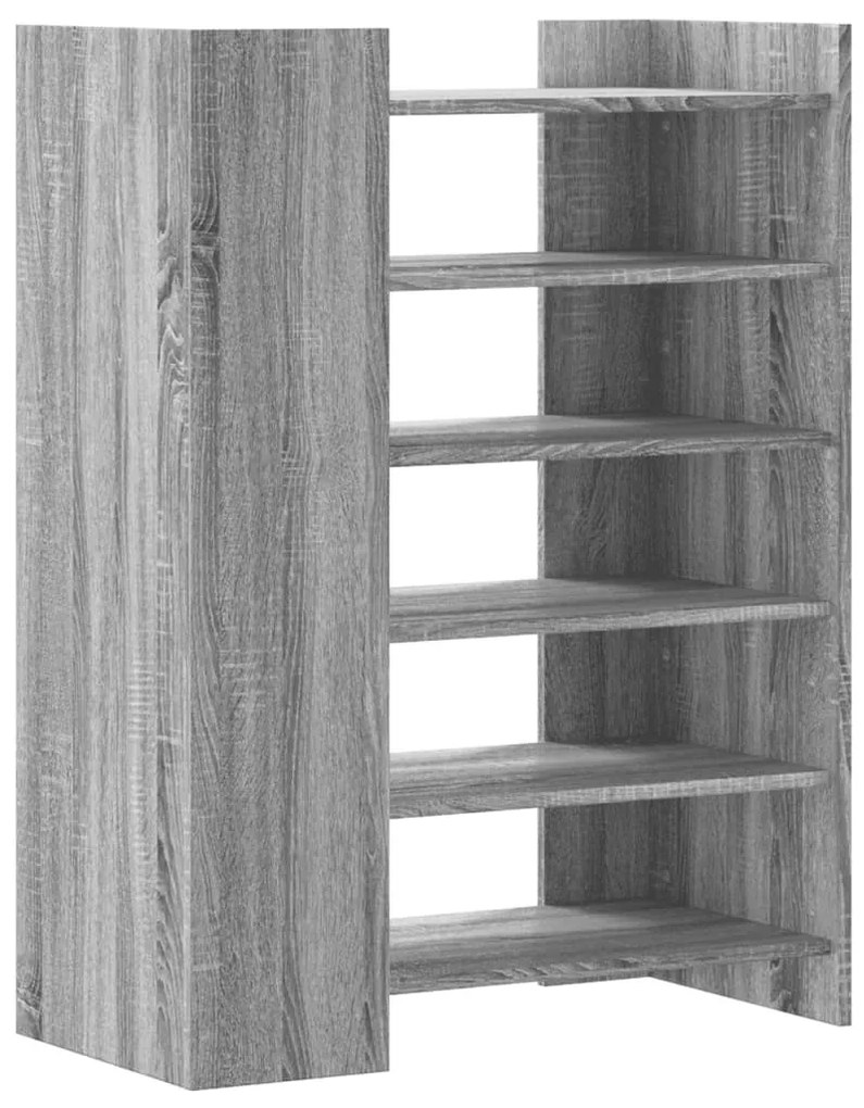 szürke sonoma színű szerelt fa cipőszekrény 74,5 x 37,5 x 100cm