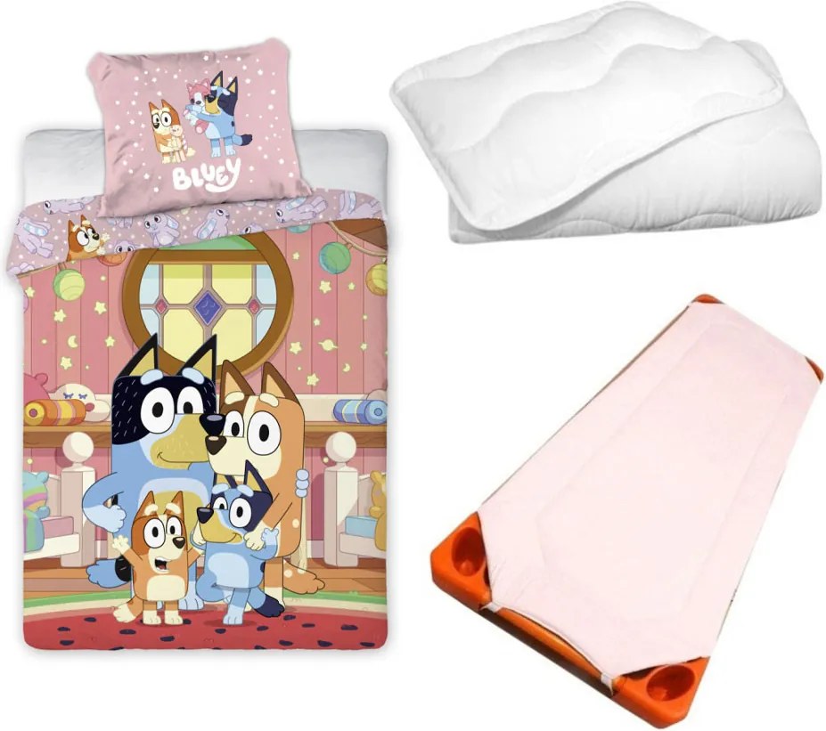 Bluey At Home gyerek, ovis ágyneműhuzat, derékalj és paplan/párna szett 100x135 cm 40x60 cm