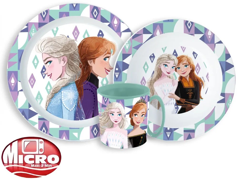Disney Jégvarázs Ice Magic étkészlet, micro műanyag szett bögrével 350 ml