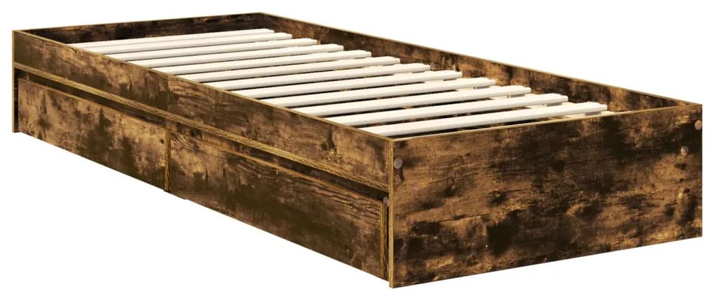 vidaXL Tárolós Ágy fejtámlával Füstölt tölgy 75 x 190 cm Faanyag