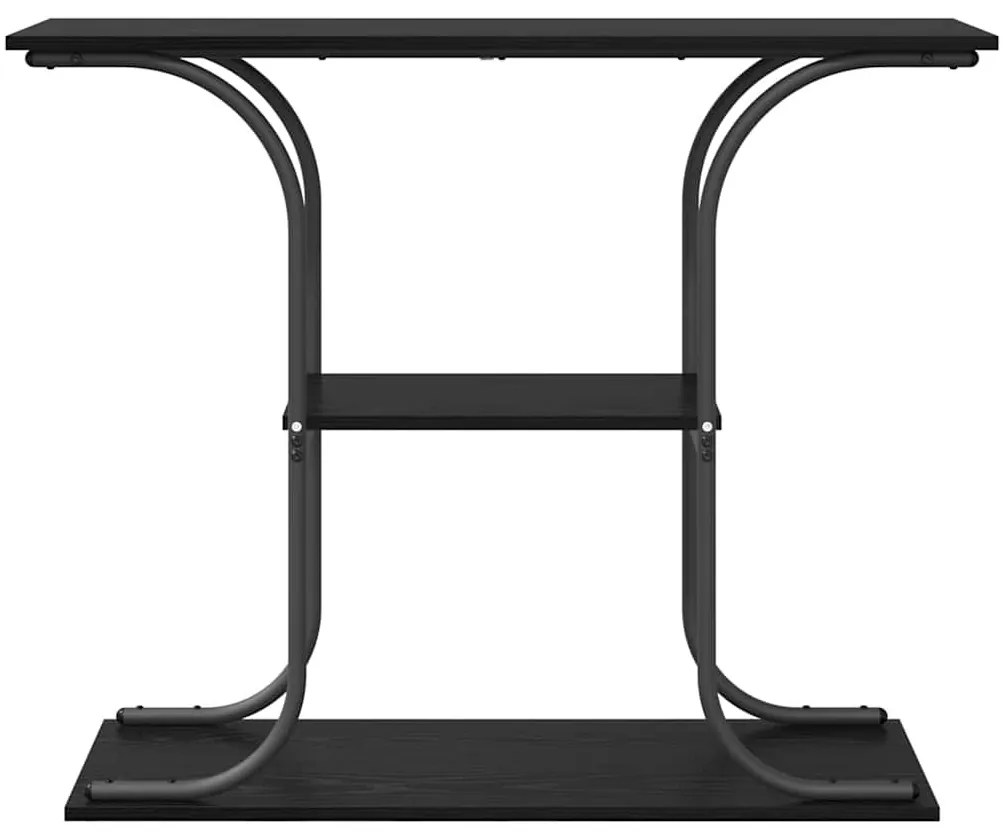 Konzolasztal polcokkal Musta tammi 101 x 35 x 80.5 cm Faanyag