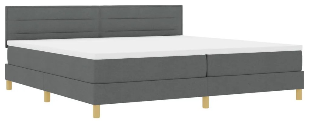 Boxspring ágy matraccal sötétszürke 200x200 cm szövet