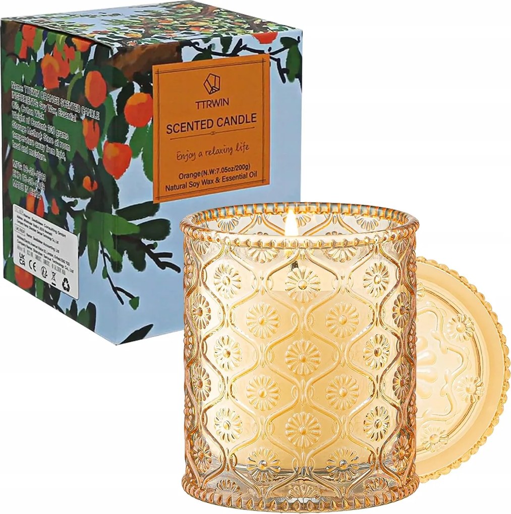 Illatgyertyák Szójagyertyák Természetes Gyertyák Narancs illat Ajándék