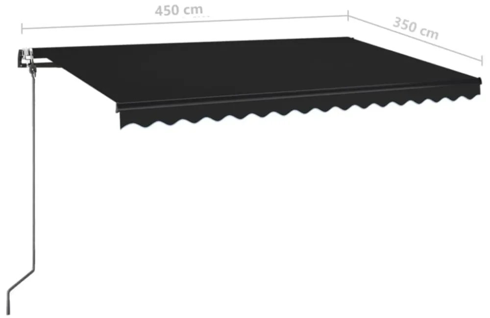 antracitszürke szélérzékelős és LED-es napellenző 450 x 350 cm
