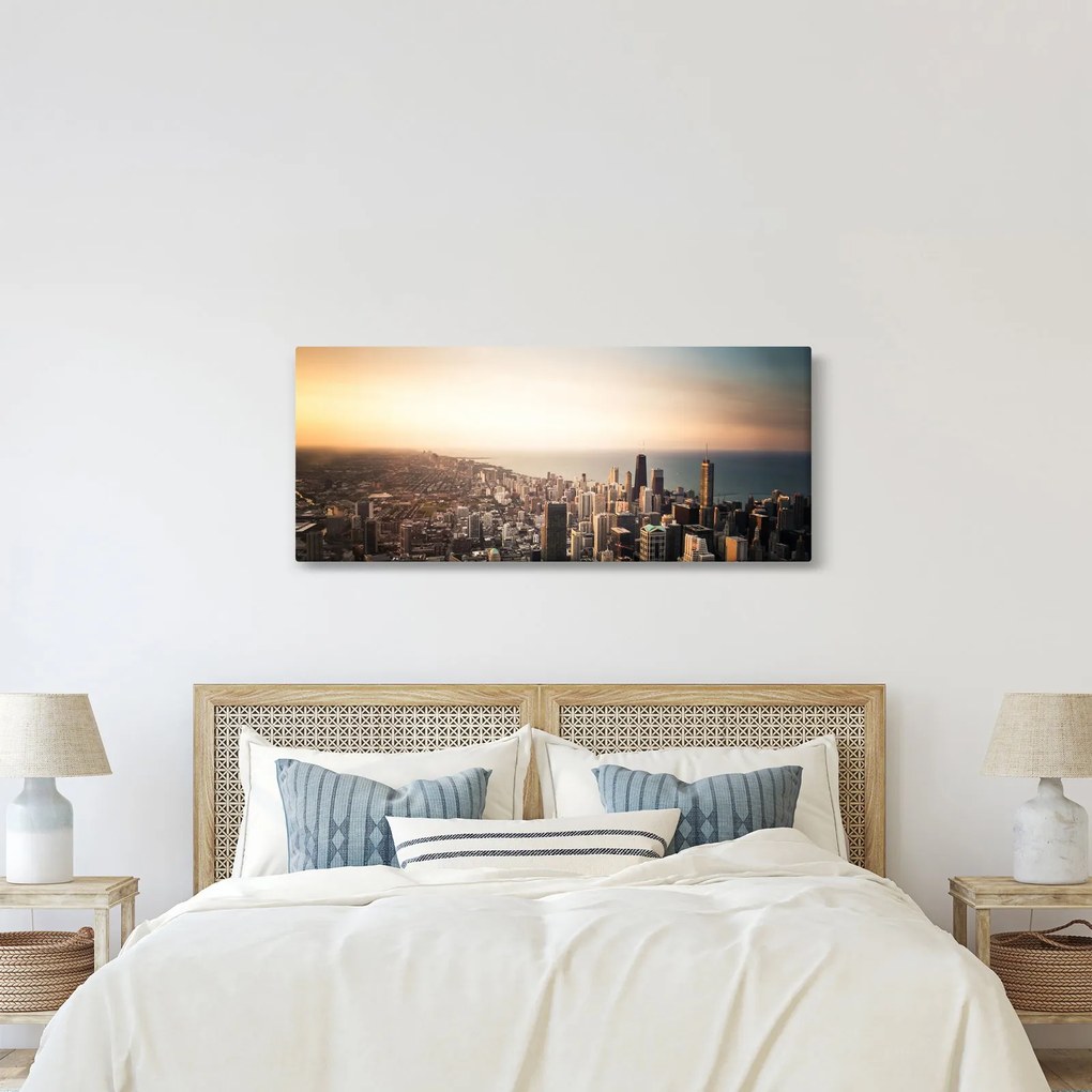 Naplemente képe a város felett (120x50 cm)