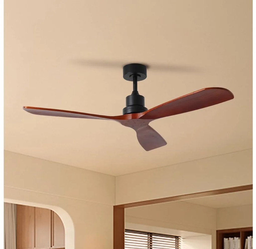 ZEVENTI - LIONI mennyezeti ventilátor Wi-Fi Tuya fekete/tölgy + távirányító