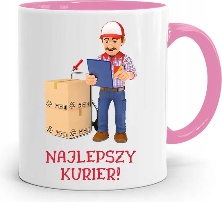 Rózsaszín Bögre Futárnak Legjobb Futár Ajándék fényképes nyomtatással