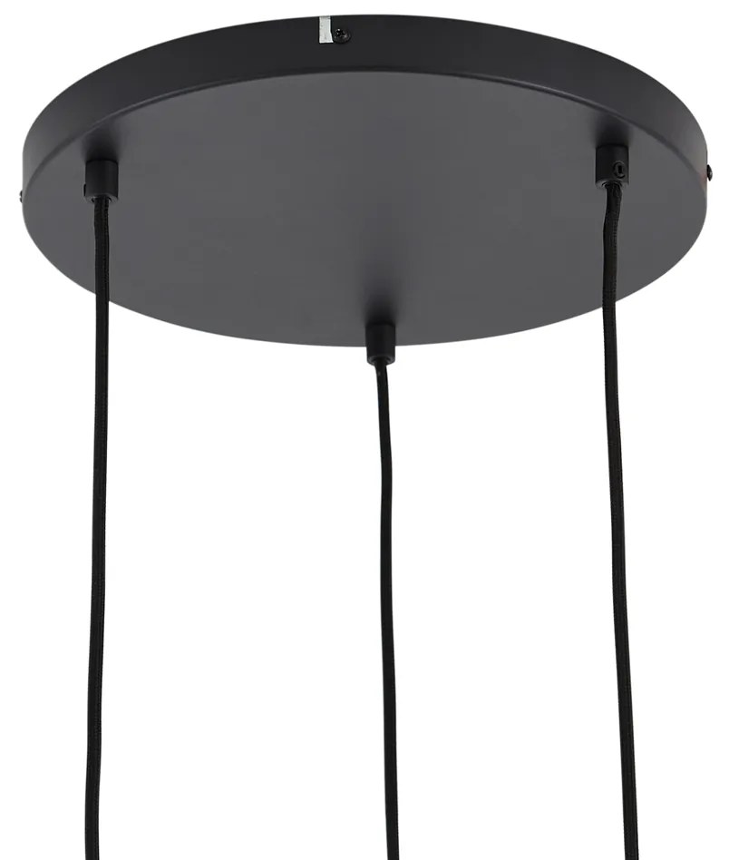 Design függőlámpa fekete szivárványos üveggel, kerek, 3-lámpás - Mallon
