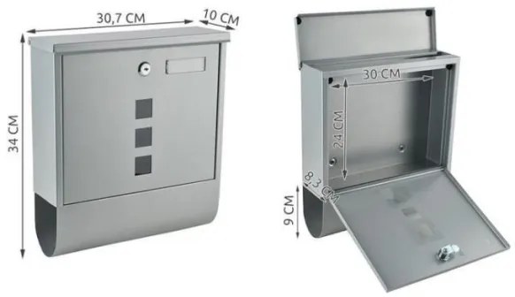 Ezüstszínű postaláda 34x30,7 cm