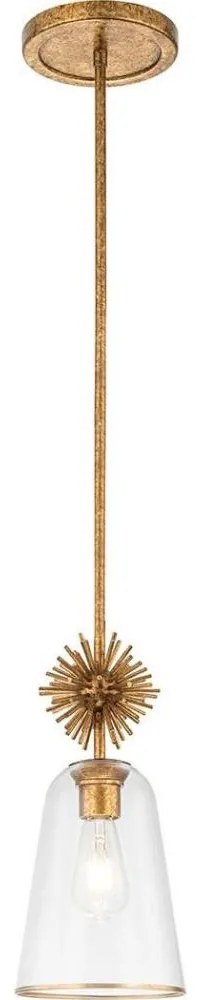 Quoizel STARING-MP-DG-CLEAR-Csillár rúdon STARING 1xE27/40W/230V átm. 18,4 cm arany/átlátszó