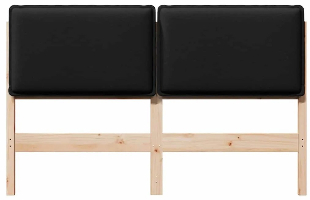 Kárpitozott fejtámla Természetes és fekete 160 cm Tömör fenyőfa