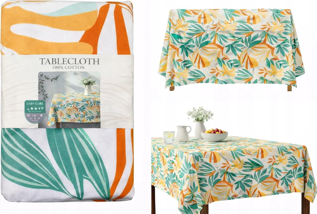 174. Nagy abrosz 140x250 cm színes levelek vízálló réteg