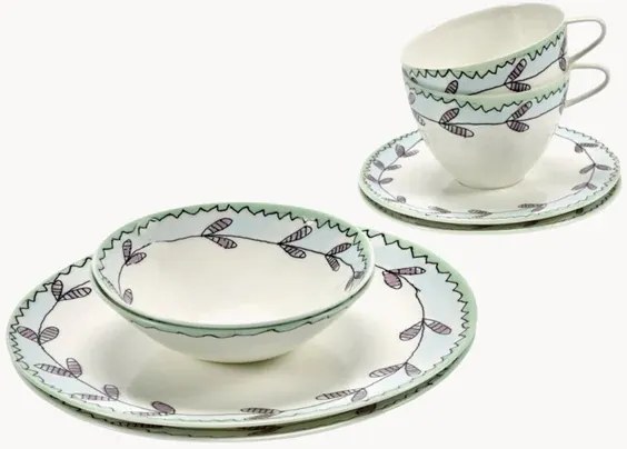 Midnight Flowers reggeliző edény szett, 2 személyes (8 részes)