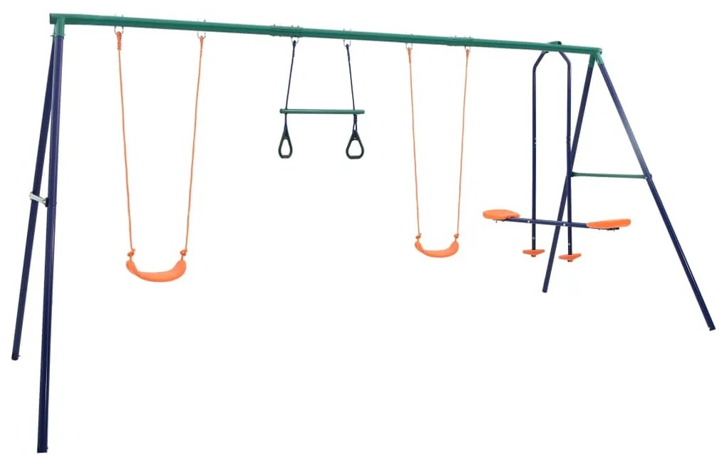 vidaXL acél hintaszett tornagyűrűkkel és 4 üléssel