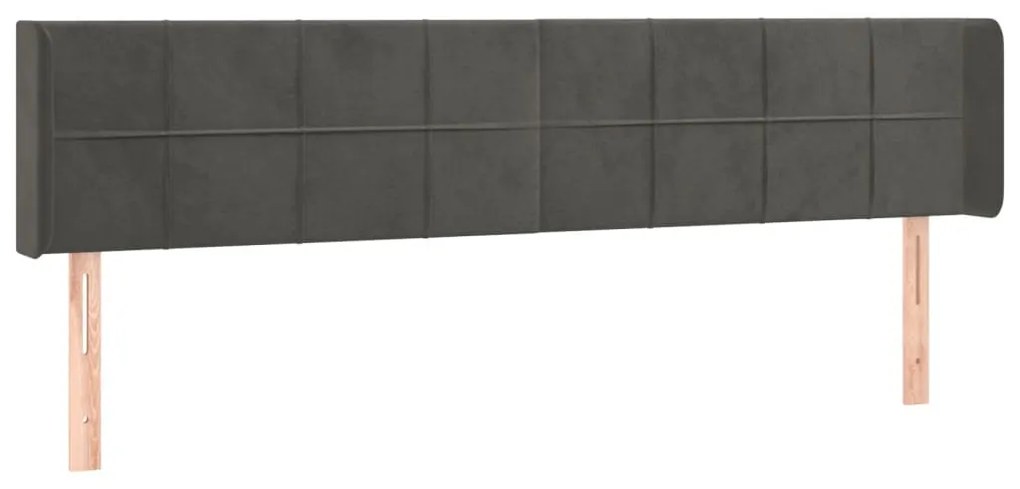 sötétszürke bársony LED-es fejtámla 183 x 16 x 78/88 cm