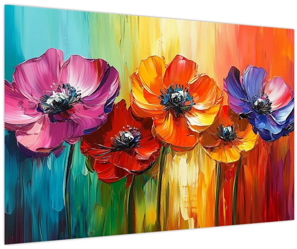 Kép - Öt színes virág (90x60 cm)