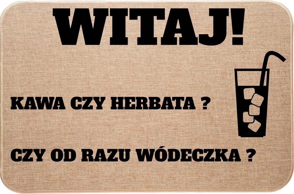 Lenvászon Lábtörlő Az Ajtó Alá, Kávé Vagy Tea ? Vagy Vodka Azonnal ?