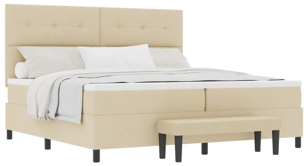 Box Spring Ágy Matraccal és Pad Mokka 200x200 cm Szövet