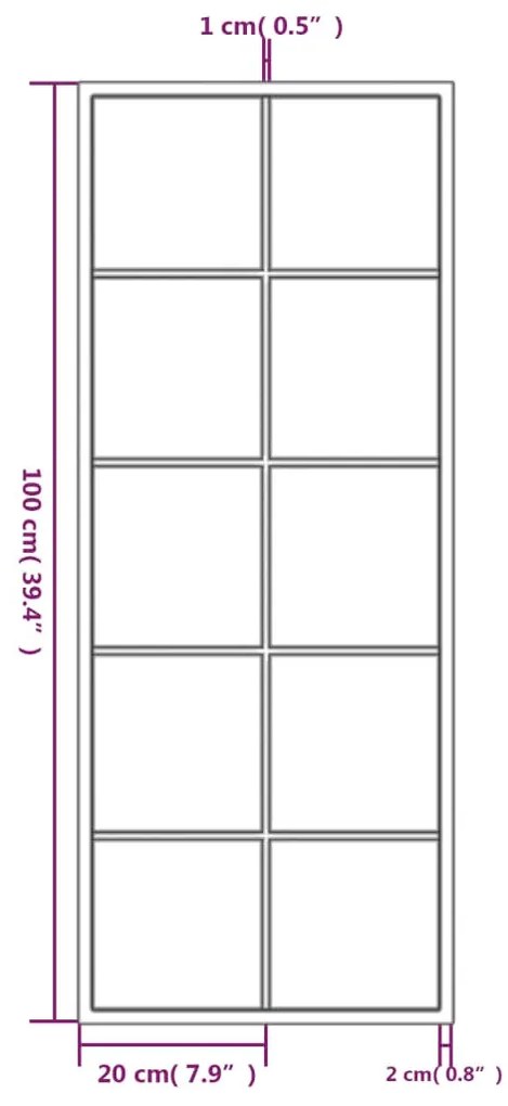 fekete fém fali tükör 100 x 40 cm