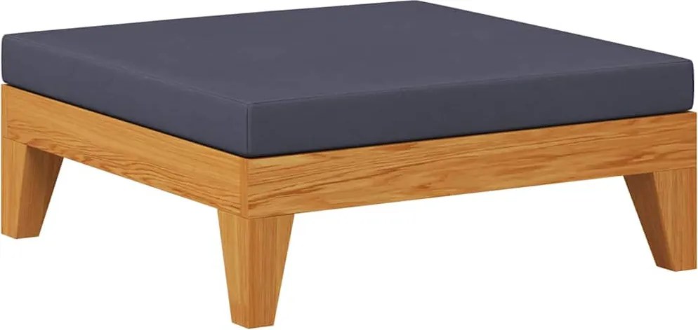 vidaXL elemes tömör akácfa lábtartó sötétszürke párnával