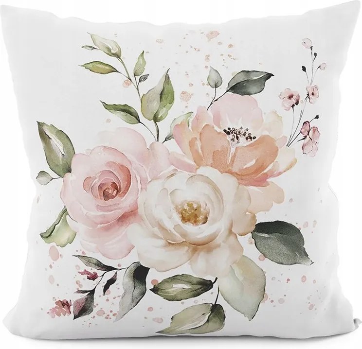 Dekoratív párnahuzat Lanosa 40x40 bársony fehér rózsaszín
