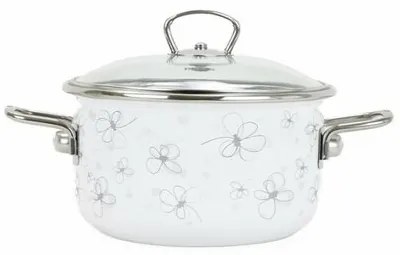 Belis Smaltált fazék fedővel Premium, fehér, 18cm, 2,2 l, 2,2 l