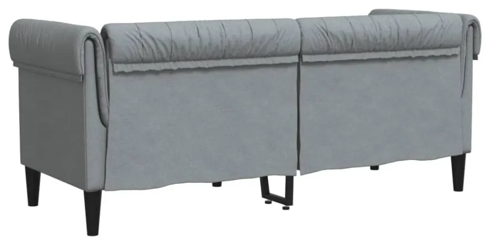 2 személyes világosszürke szövet Chesterfield kanapé