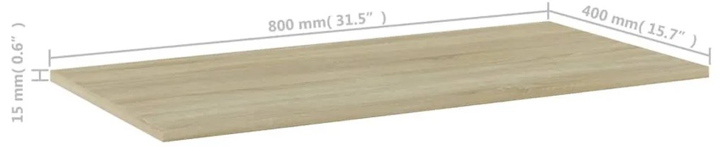 4 db sonoma-tölgy színű forgácslap könyvespolc lap 80x40x1,5 cm