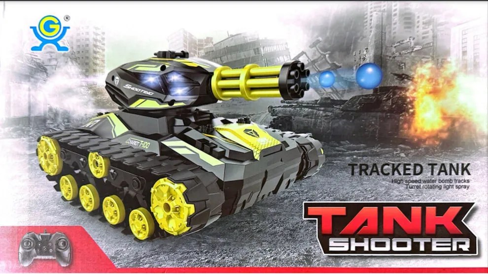 Játéktank joystickkal és távirányítós kesztyűvel Vízgolyót lő Ki