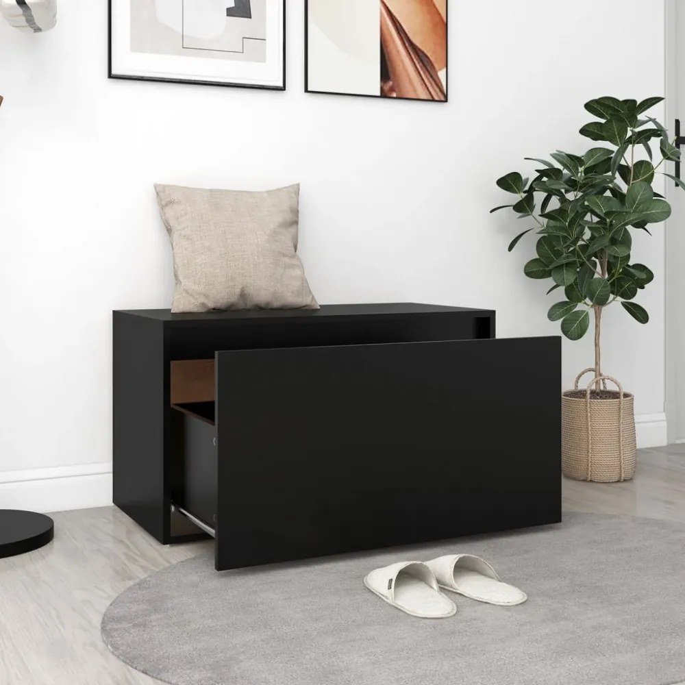 fekete szerelt fa előszoba pad 80 x 40 x 45 cm