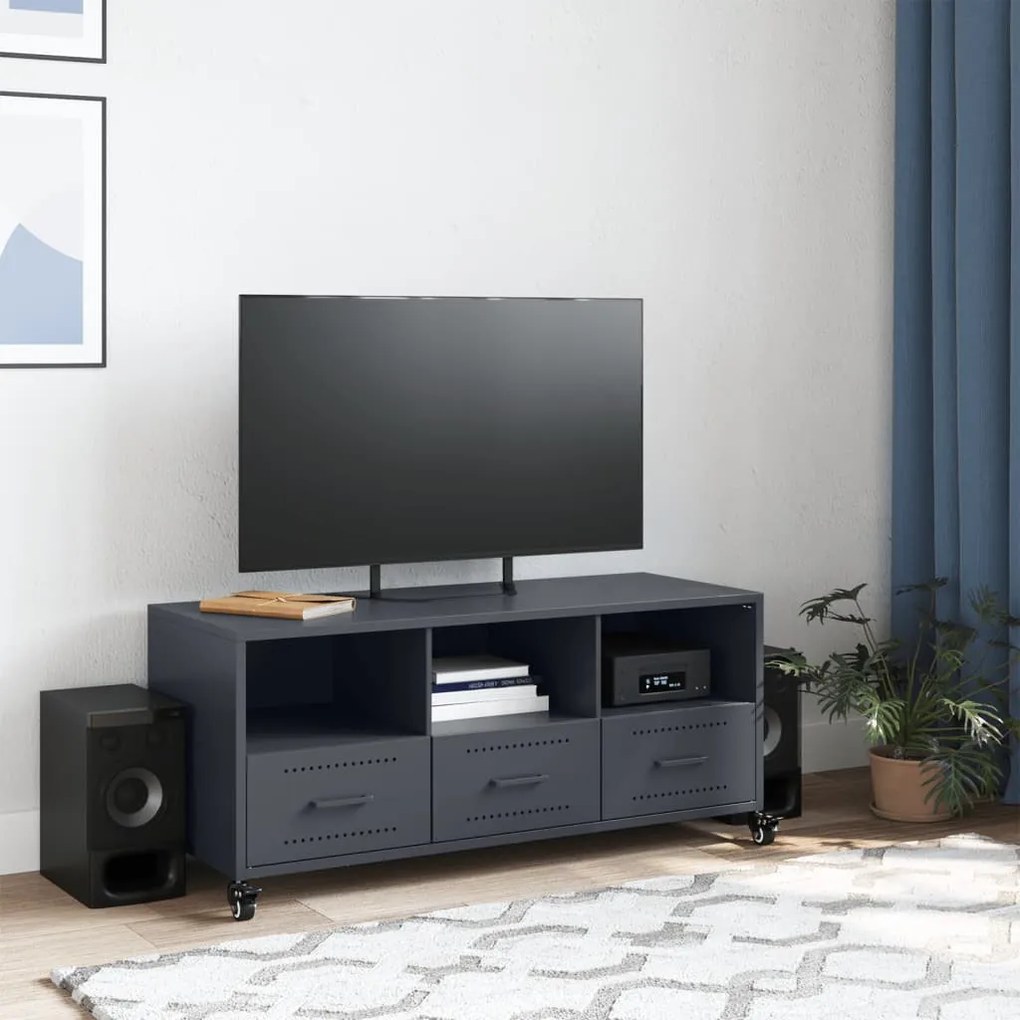 antracitszürke acél TV-szekrény 100,5 x 39 x 43,5 cm