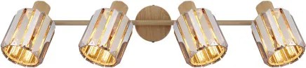 Globo 80040446 Mennyezeti spotlámpa, fém fa megjelenésű, füstszínű K5 kristályok, elfordítható, HxSzxM: 640x90x150mm, E14 40W 230V izzók nélkül