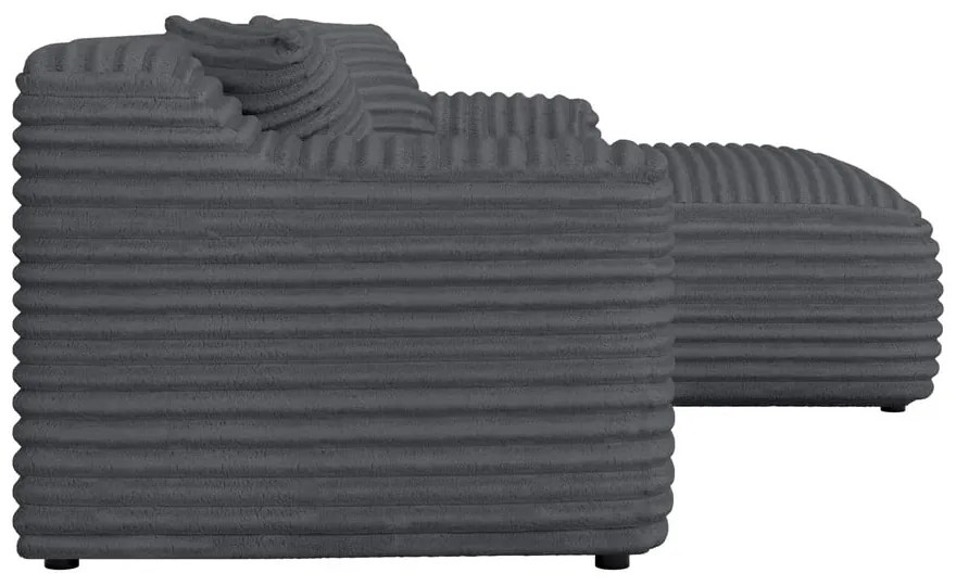 Sötétszürke kordbársony sarokkanapé (jobb oldali-heverő résszel) Martin – Ropez