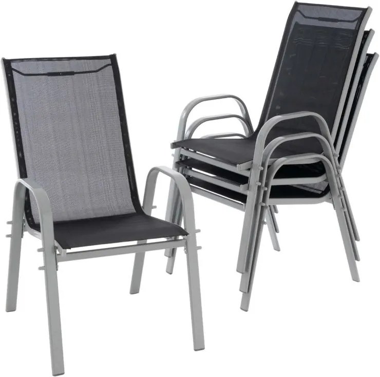 Kerti szék rakásolható GARTHEN 4 db - fekete
