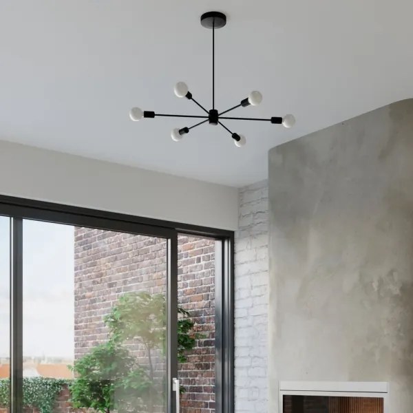 Sollux SL.1022 - Csillár rúdon LANGO 5xE27/60W/230V fekete