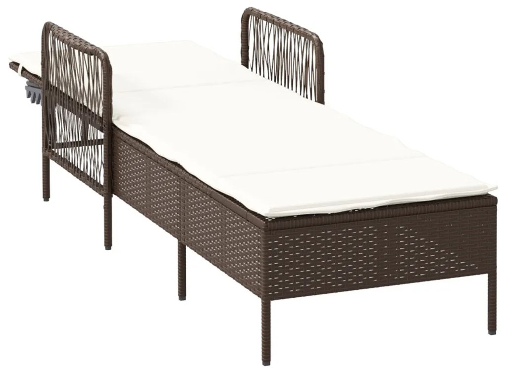 Napágy Barna és krémfehér PE Rattan 157 x 55 x 92 cm