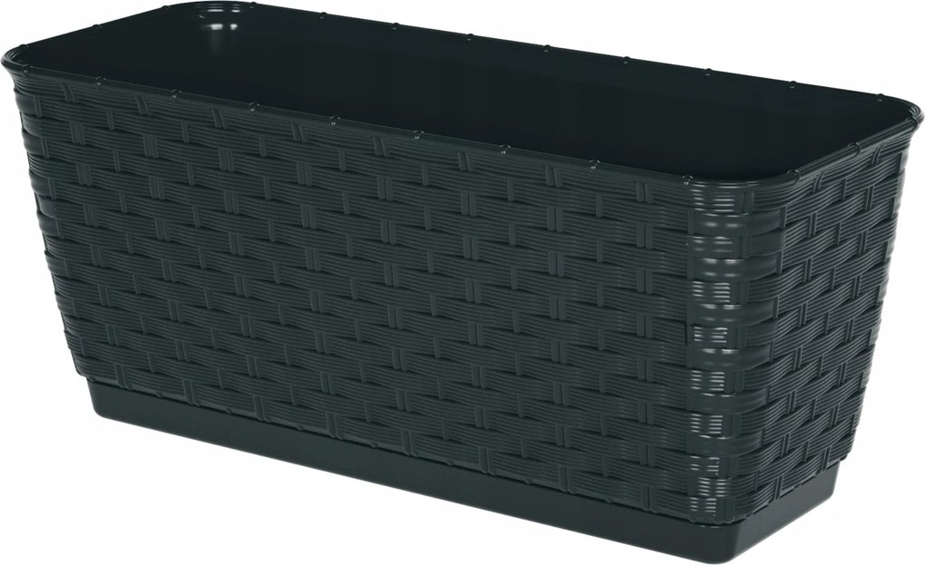 Rattan kaspó láda 40 cm állvány, antracit